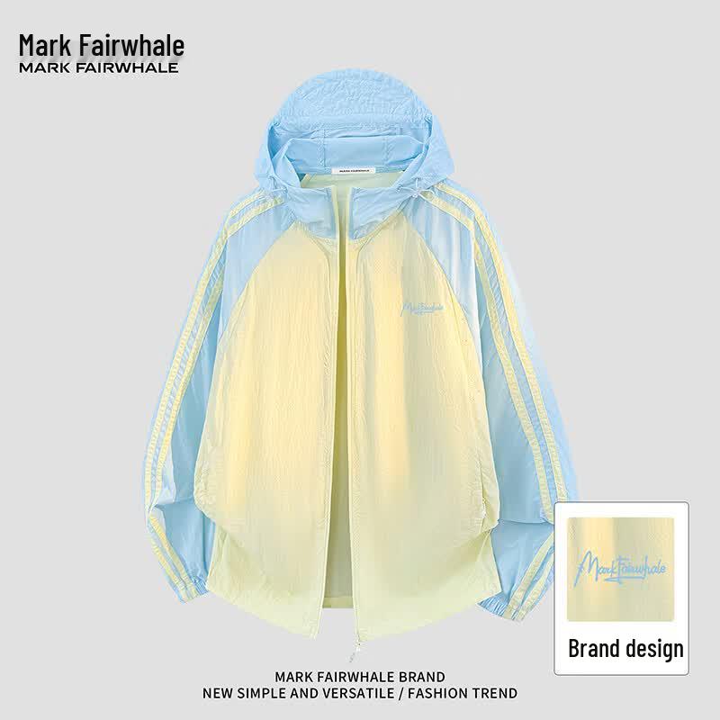 Mark Fairwhale Unisex Outdoor UV Protection Quick Dry Striped Hooded Jacket L