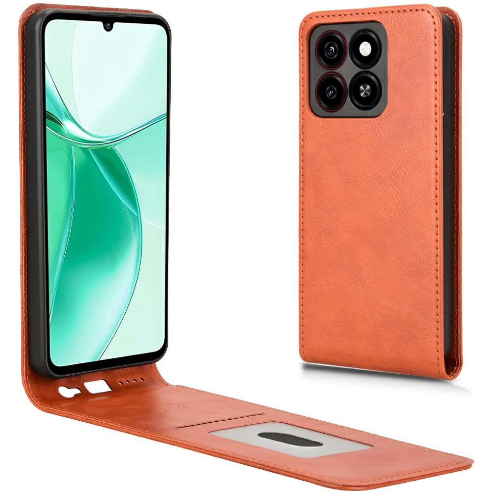 

For ZTE Blade A55/A35 Case with Card Slot Magnetic Vertical Flip Leather Phone Cover Orange