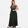 Plus Size Off-the-Shoulder Floral Lace Spaghetti Strap Chiffon Maxi Dress