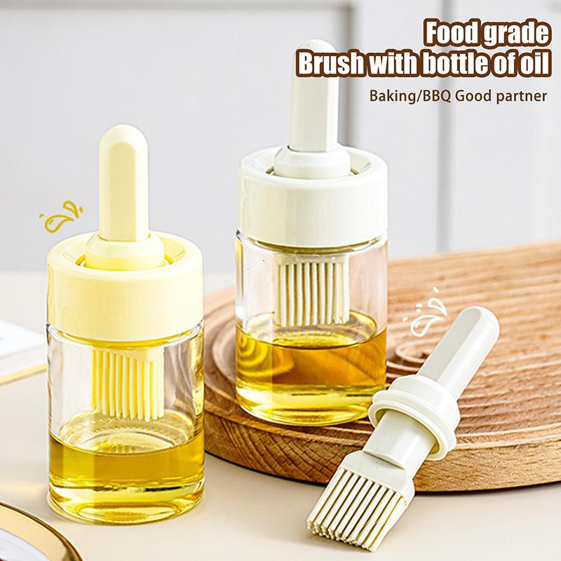 Portable Kitchen Oil Bottle Silicone Brush Adjustable With Barbecue Spray Bottle For BBQ Baking Oil Dispenser