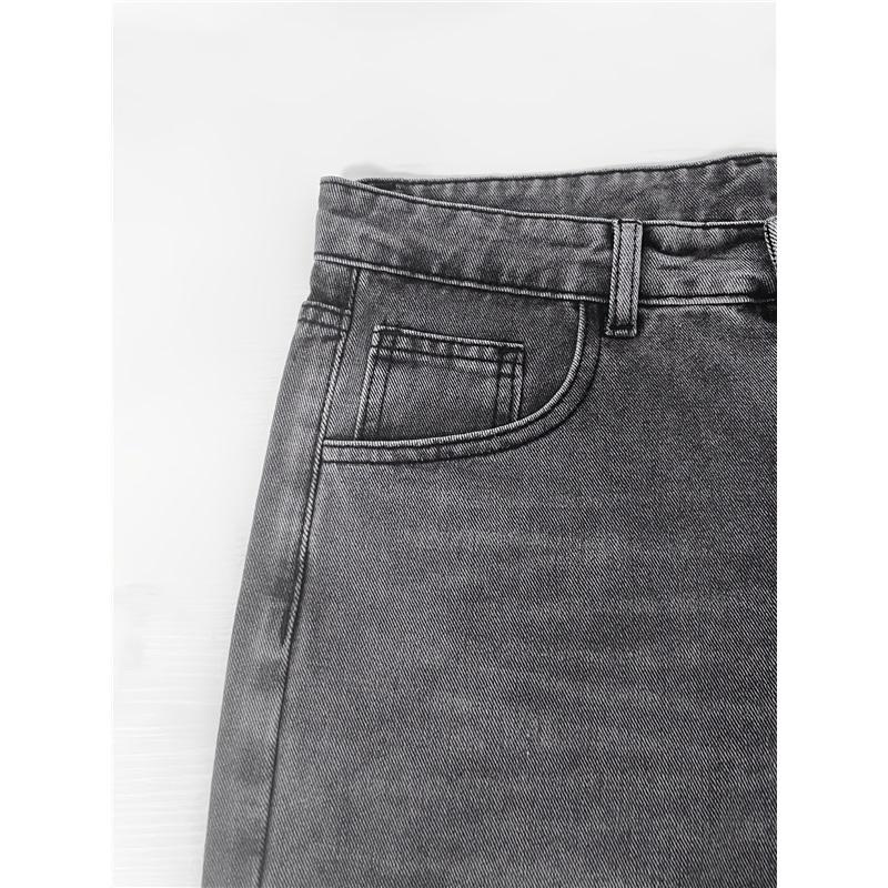 Losse Wijde Jeans voor Mannen, Lichtgrijs Gewassen Niet-rekbaar Denim, Ontwerp met Meerdere Zakken