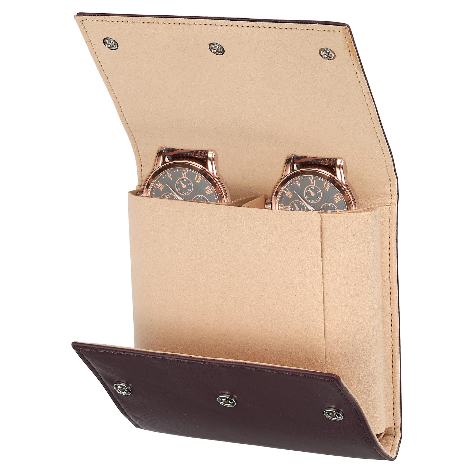 

uxcell Watch Roll Travel Case, Unisex 2-Slot Portable Leather Watch Case, Watch Storage Organizer for Travel, Display, and Home Storage, Purple