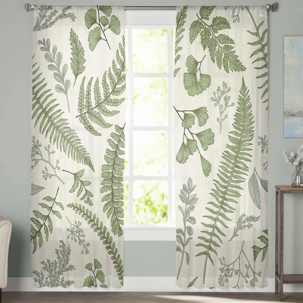 Green Leaf Ginkgo Leaf Moderne Tyll Gardiner Til Stue Soverom Hjem Kjøkken Vindu Rene gardiner