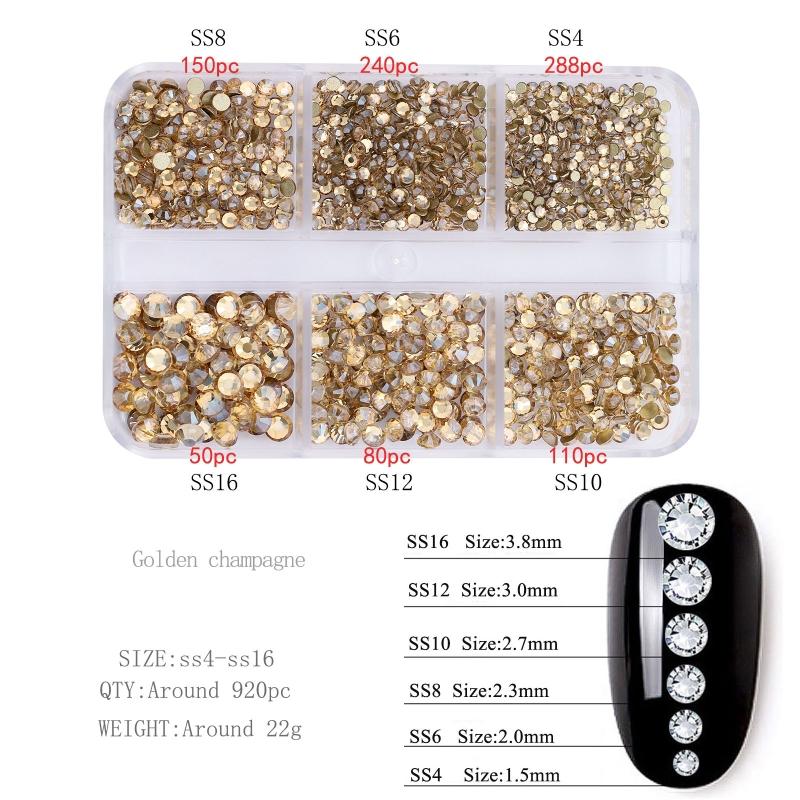 Glitter Rhinestones AB-Flat Back Shiny Stones Nail Art Decoration Mixed Sizes Nail Gems Crystal Strass Accessories