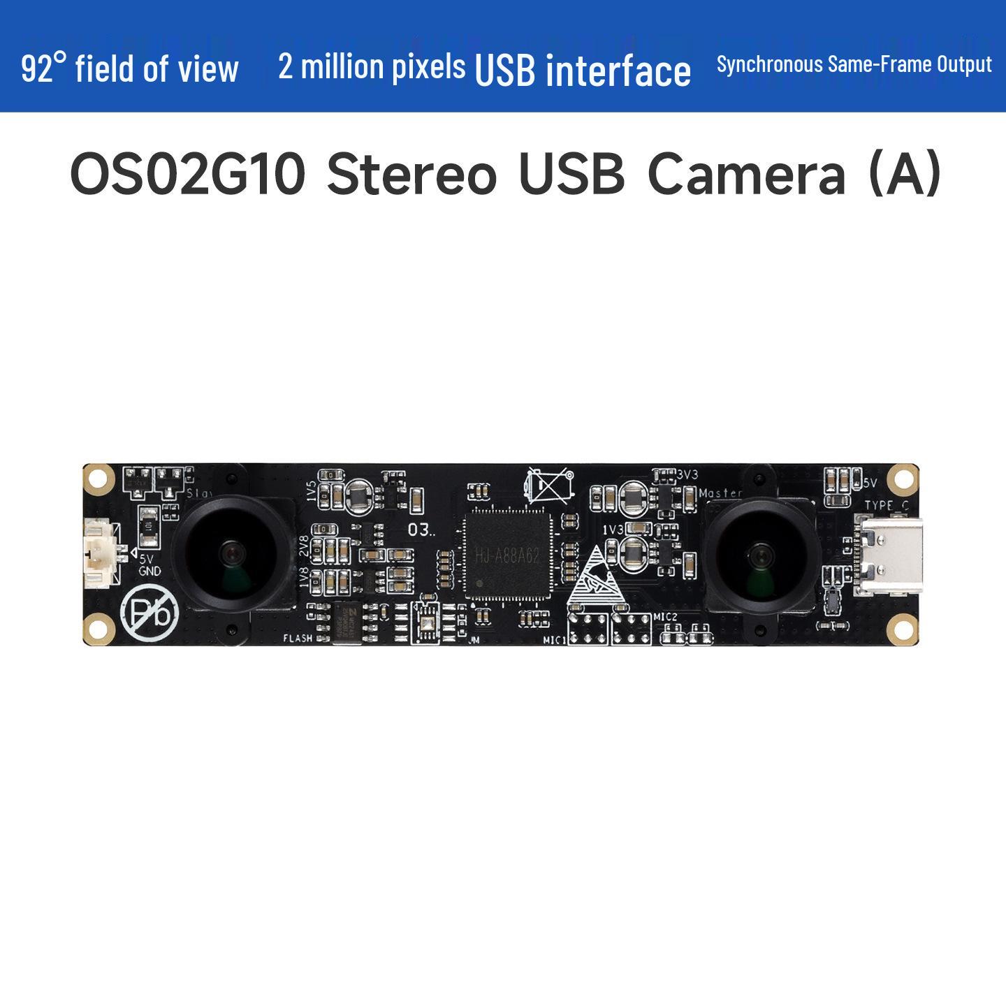 OS02G10 2MP Distortion-Free Binocular USB Camera Module Stereo USB Camera (A)