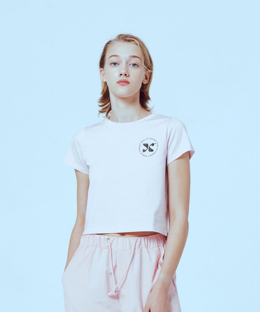 ETRE AU SOMMET Premium Silket Circle Logo Half Tee (Light Pink)