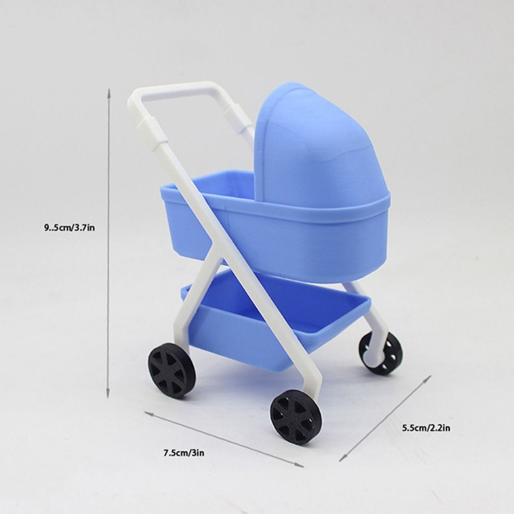 Bedroom Miniature Baby Stroller 1:12 Simulation Baby Bassinet Cart  Kids Toy