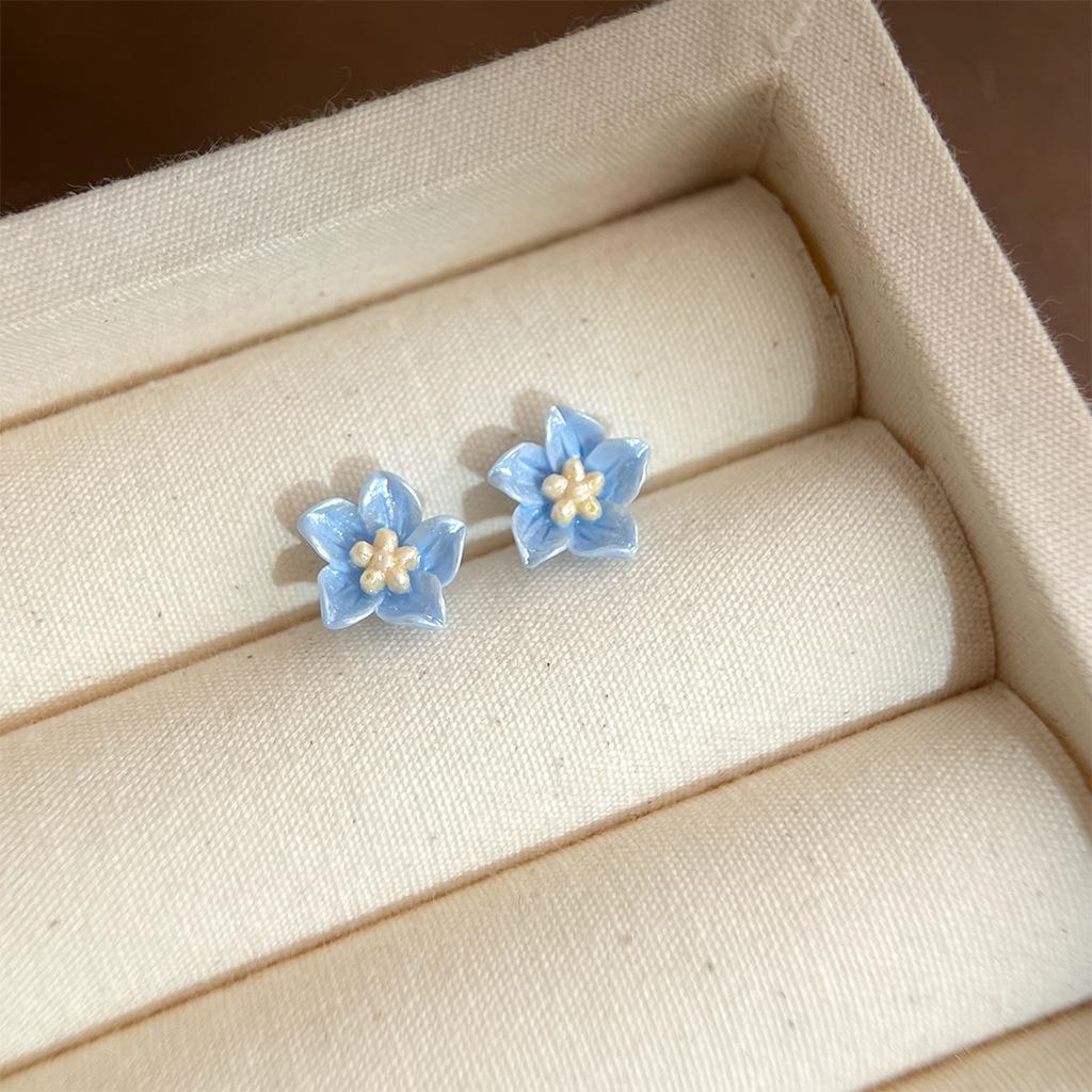 Художественные серьги-гвоздики с цветами, Ручная роспись эмалью, Изящные и минималистичные подвески для женщин, Простые модные серьги