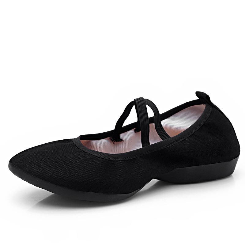 Dance shoes breathable four seasons cowhide bottom non-slip canvas shoes leather soft bottom ladies dance shoes