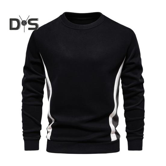 

Осень-зима мужской топ с круглым вырезом, свободный, контрастного цвета, эластичные манжеты, пуловер в стиле пэчворк, средняя длина, спортивная повседневная одежда, школьная толстовка M