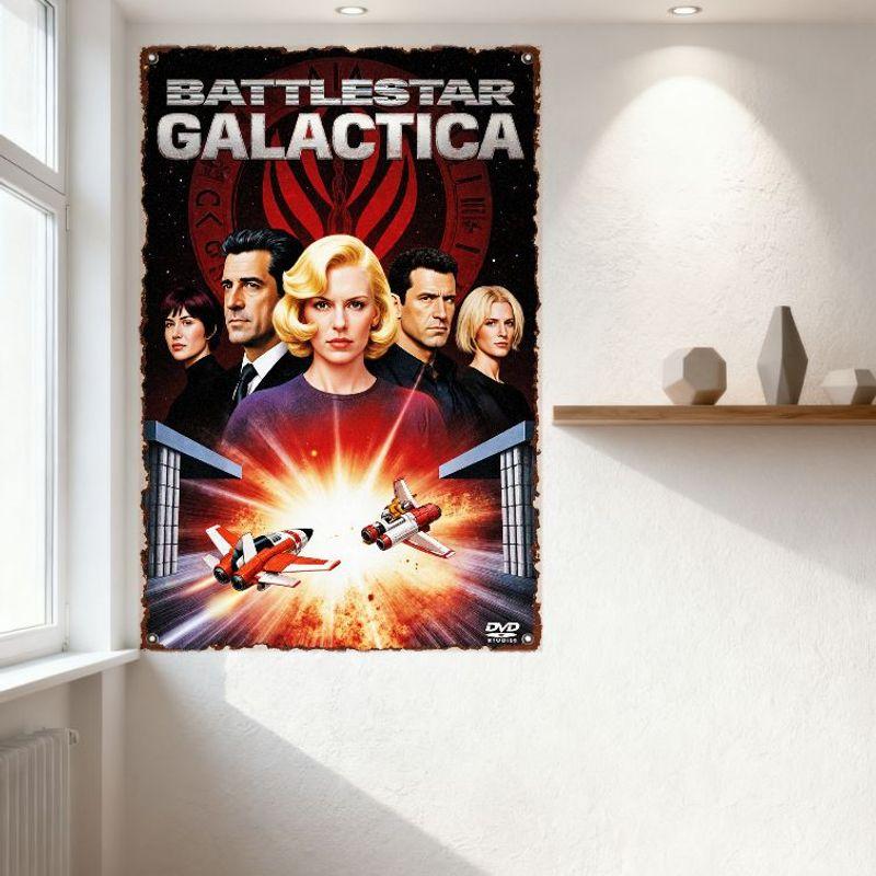 Battlestar Galactica Flottans Råd Sci-Fi TV-serie Metallplåtsskylt Vintage Retro Väggplakett för Hem Kontor Bar Dekor