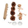 Parrot Pine Cones Stand Toy Rattan Balls Hemp Rope Weaving Wood Parrot Perch for Small Birds