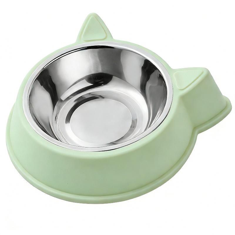 Cute Cat Ear Pet Bowl Stainless Steel Removable Liner Non Slip Feeder For Small Dogs Cats Daily Use