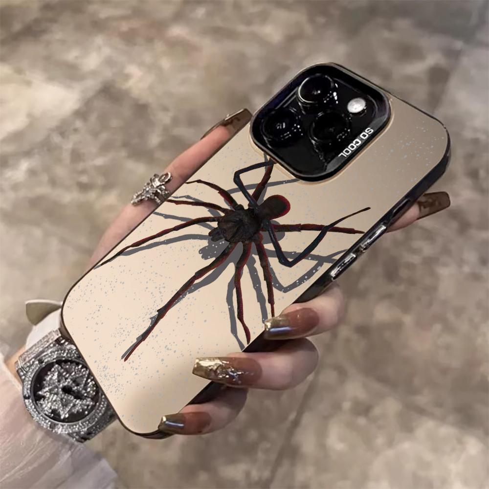 Black Spider Cartoon Cool Phone Case For iPhone 17 Pro Max 17e 16e 15 17 Air 14 13 12 11 Pro Max 8 Plus X IMD Shockproof Cover