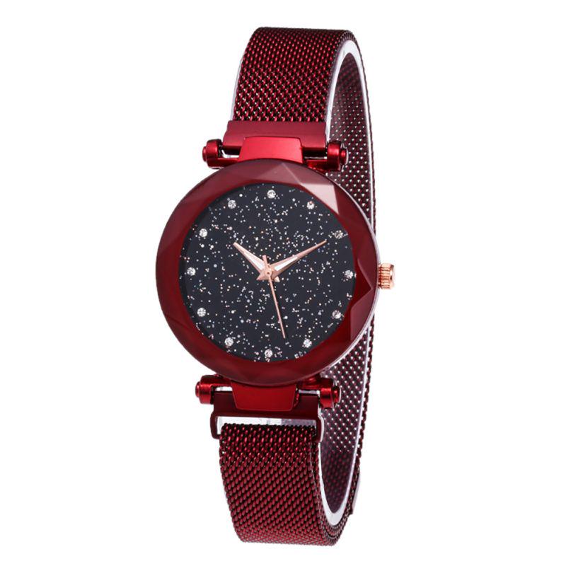 Women's Prismatic Glass Scale Starry Sky Stainless Steel Bracelet Mesh Band Quartz Wrist Watch