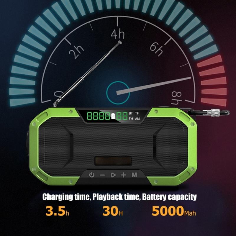 Solar Hand Cranks Radio with FM AM Band Reception Emergency SOS Alarm IPX5 Waterproof for Camping Survival Adventure