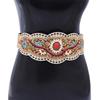 Bohemian Stretch Waist Belt Waistband with Ethnic Beads Accent Adjustable Wide Cinching Band for Dresses and Skirts