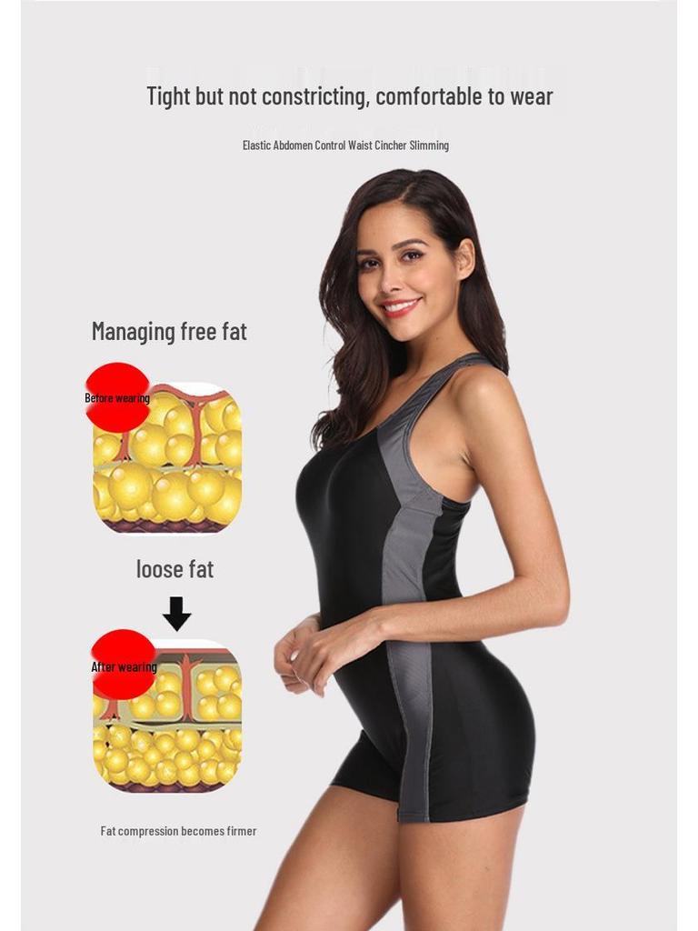 Women's Sporty Patchwork One-Piece Swimsuit - European & American Style, Sexy Yet Conservative Design with Flat Legs