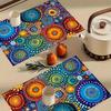 1PC Bohemian Vintage Style Linen Placemats, Abstract Art Print, Rectangular Table Mats for Dining, Kitchen