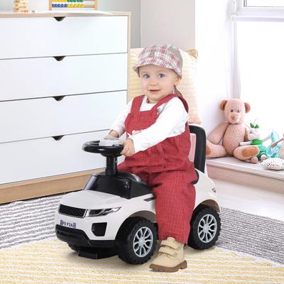 Fahrspielzeug für Kinder, Schiebeauto, Lauflernfahrzeug mit Hupe, Spiel-Tachometer und Spielzeugkiste für Kinder von 12 bis 36 Monaten, Weiß