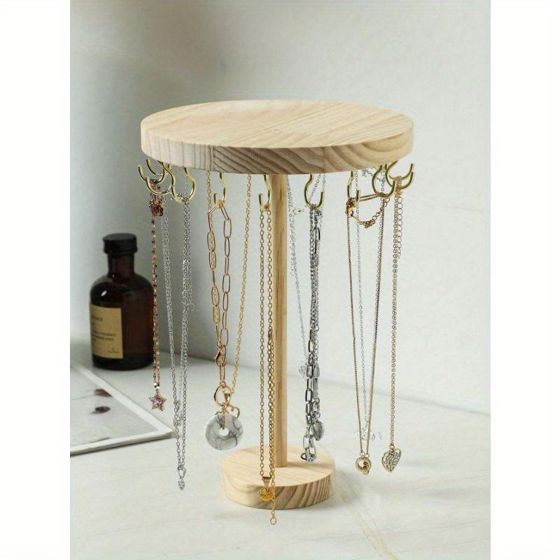 1pc Simple Style Round Natural Wood Jewelry Display Stand For Necklaces, Pendants, Bracelets & Jewelry Shop Window Display
