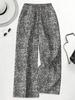 Women's Plus Size High Waist Leopard Print Wide Leg Pants - Summer Casual European American Style