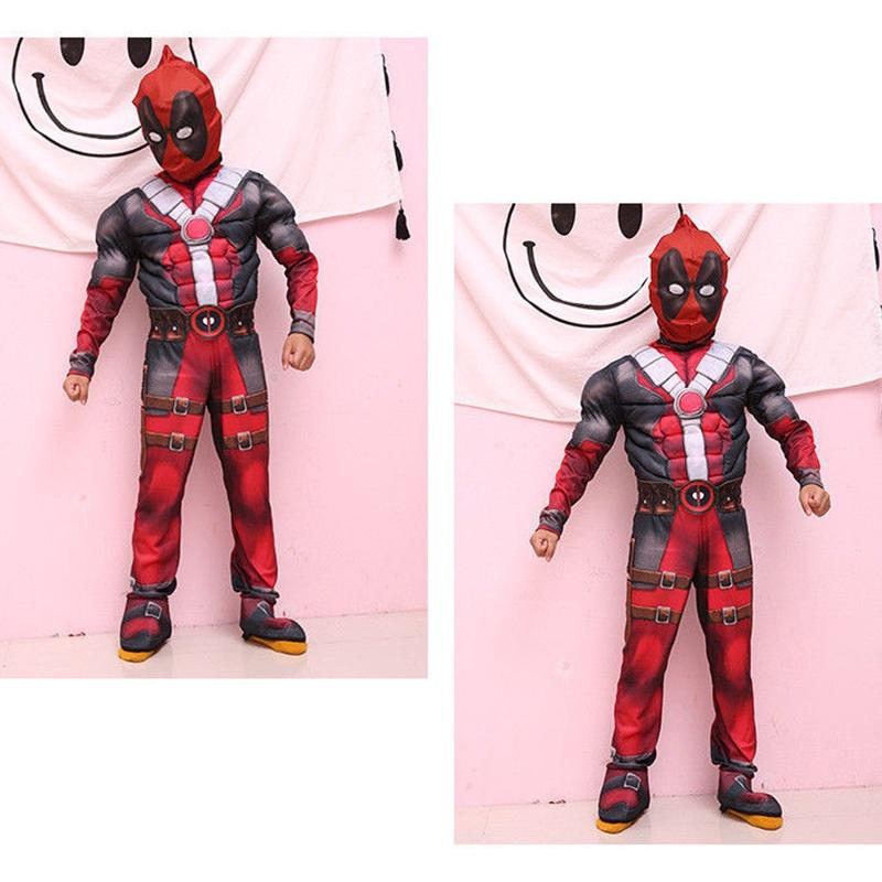 Deadpool Cosplay Costume For Boys Featuring Lifelike Muscle Design And Breathable Fabric