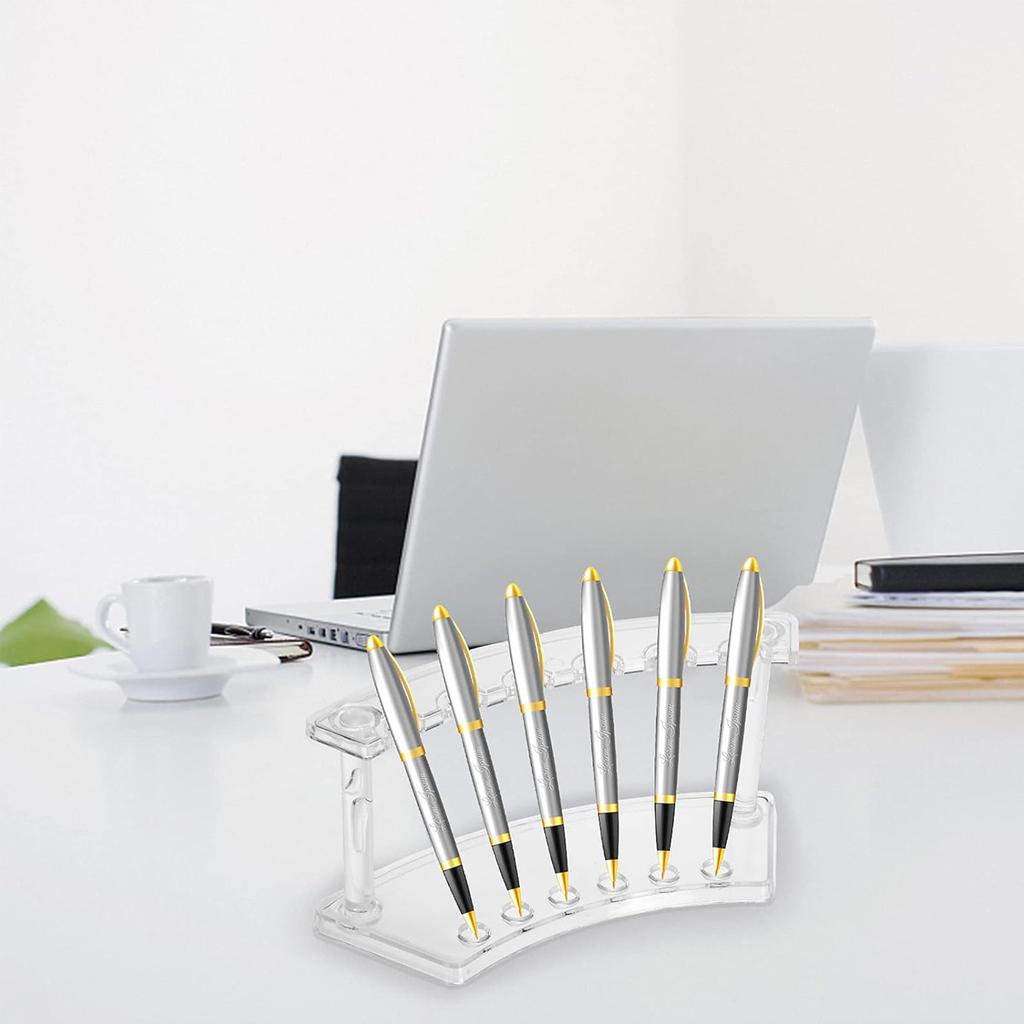 1pc,vertical 6-slot Pen Holder, Transparent Plastic Display Stand, Pencil Holder, Eyebrow Pencil Holder, Makeup Brush Holder