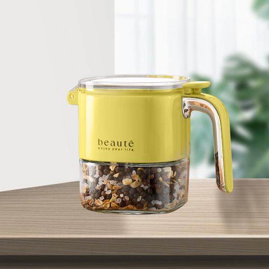 Seasoning Jar Glass Sealed Spice Bottle Organizer with Push-Button Lid Moisture Proof Empty Spices Containers for Kitchen