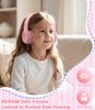 KONNAO Upgrade USB Type C Kids Headphones with Wired Headphones for Boys and Volume Limit Adjustable Microphone, Girls, 85dB/94dB (Pink)