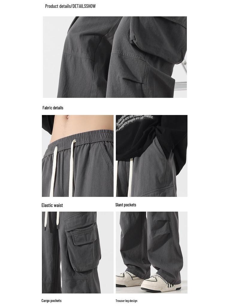 Herren Herbst 2024 Weitbeinige Plissee-Latzhose - Amerikanischer High Street Trend Freizeithose