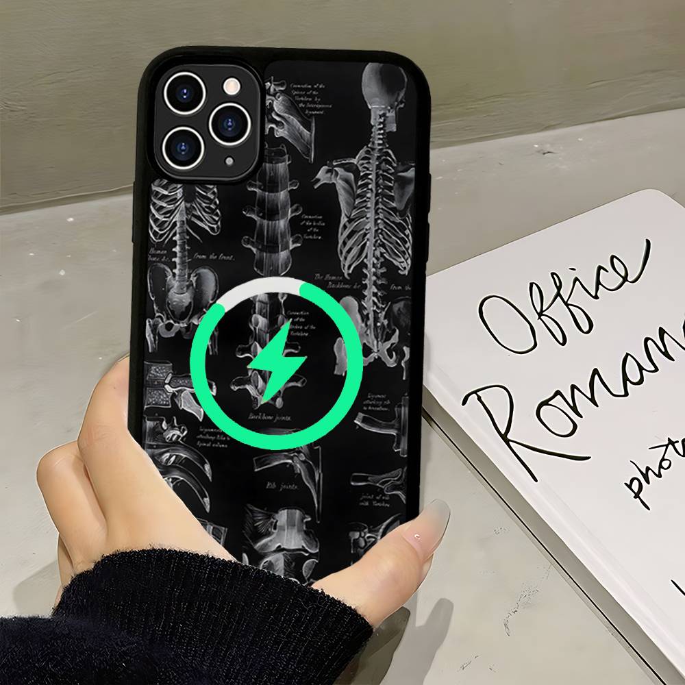Radiological Human Organs Skeleton For Magsafe Magnetic Case For IPhone 17 Air 16 15 14 13 12 11 Pro Max Plus Wireless Charging