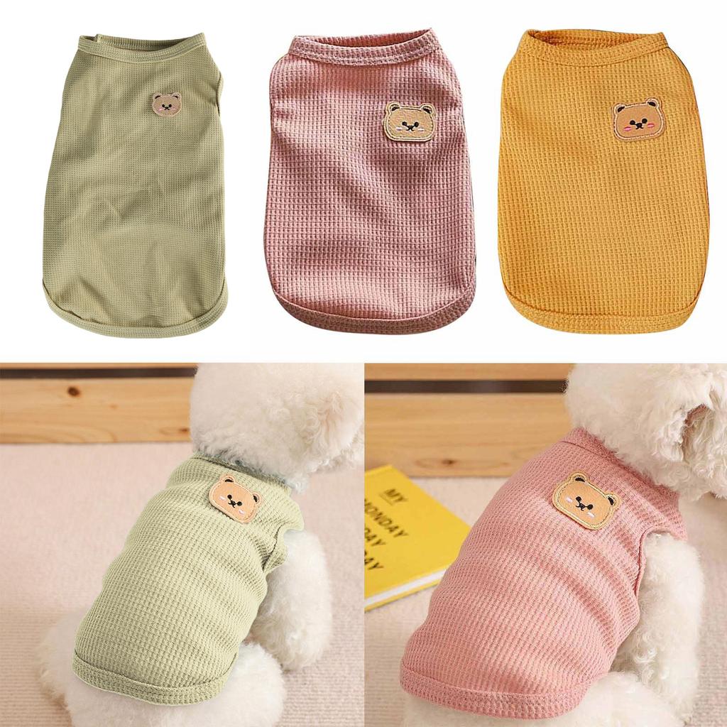 Dog Vest Camping Clothes Cute Bear Pullover Spring Summer Puppies Pajamas Basic Wafflepattern T-shirt