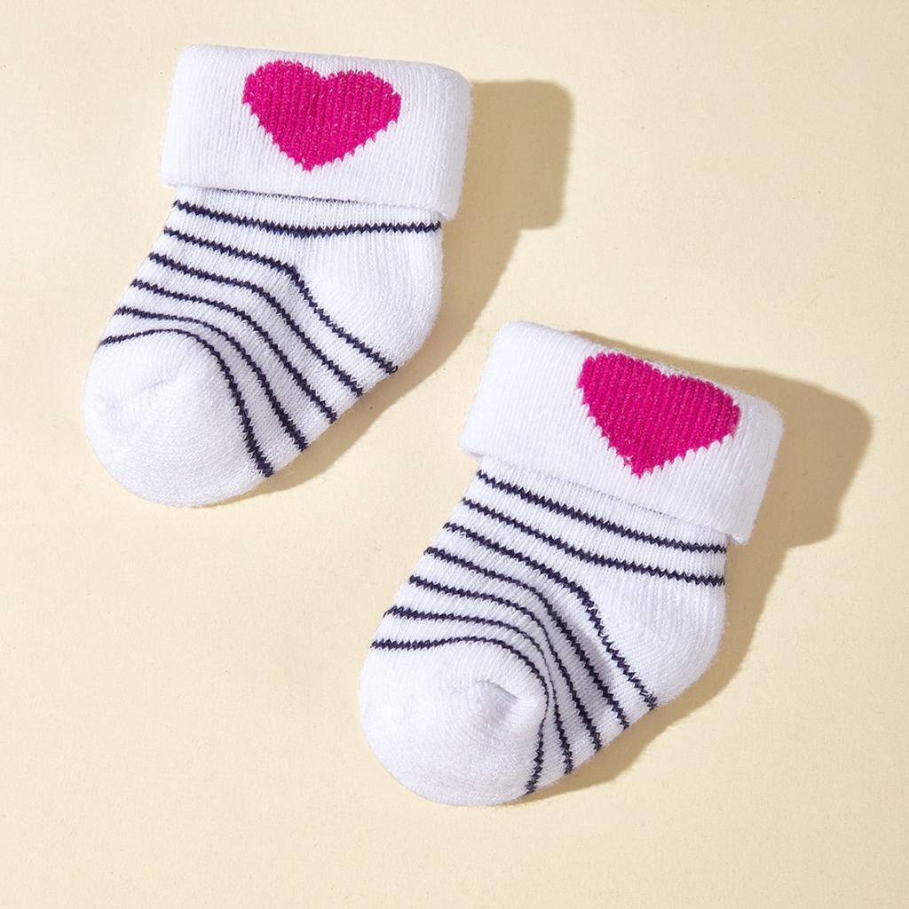 6 Pairs Pack 0-3 Months Baby Socks Girl Newborn Infant Cute Cotton Socks Set