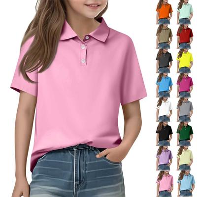 T-shirt à manches courtes et couleur unie pour enfants, décontracté quotidien