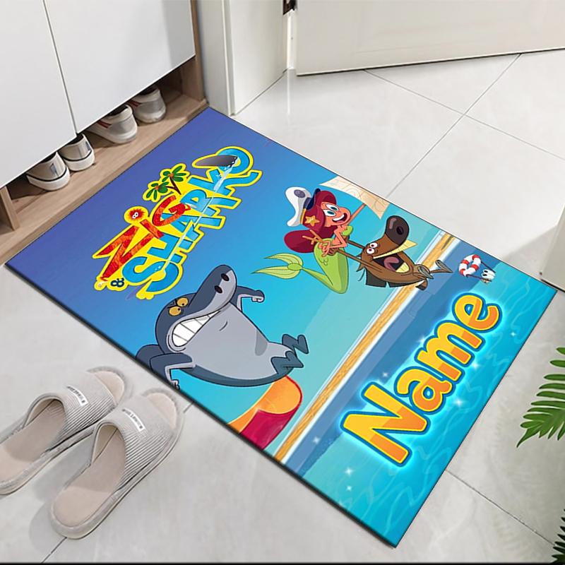 Custom Name Zig Sharko Printed Carpet Rug For Office Chair Living Room Bedroom Kitchen Room Decor Gifts