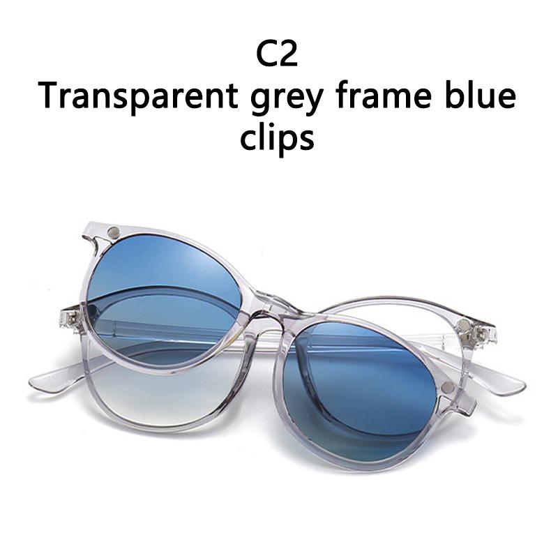 2 In 1 Magnetic Polarized Sunglasses Soft Transparent Color Frame Clear Lens Sun Glasses Classic Vintage Sunshades
