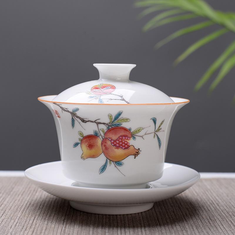 Чайный сервиз Gaiwan из белой кости, дорожный керамический чайный сервиз, белый чайный сервиз кунг-фу, китайская фарфоровая чашка Gaiwan