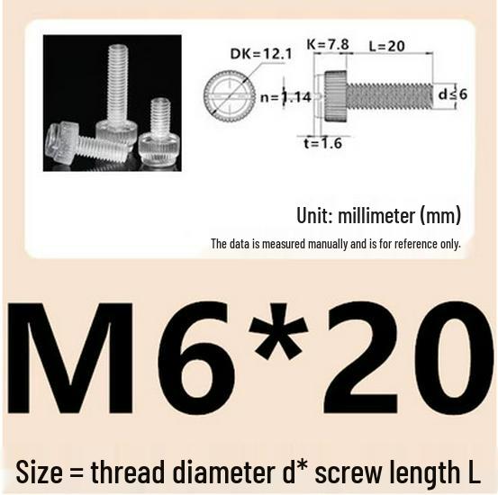 M3-M8 Hand-Tightened Transparent Acrylic Knurled Screw 