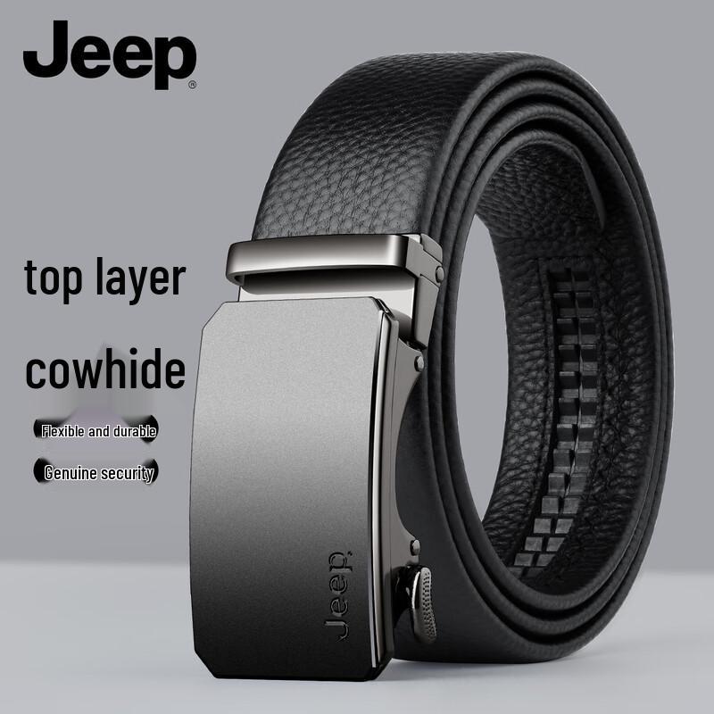 JEEP Men s First Layer Cowhide Automatic Buckle Belt 110cm - 125cm