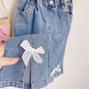 Kids Toddler Clothes Spring Girls Cute Sweet Casual Style Long Sleeve Floral Doll Collar Shirt + Bow Jeans Two Pieces Set