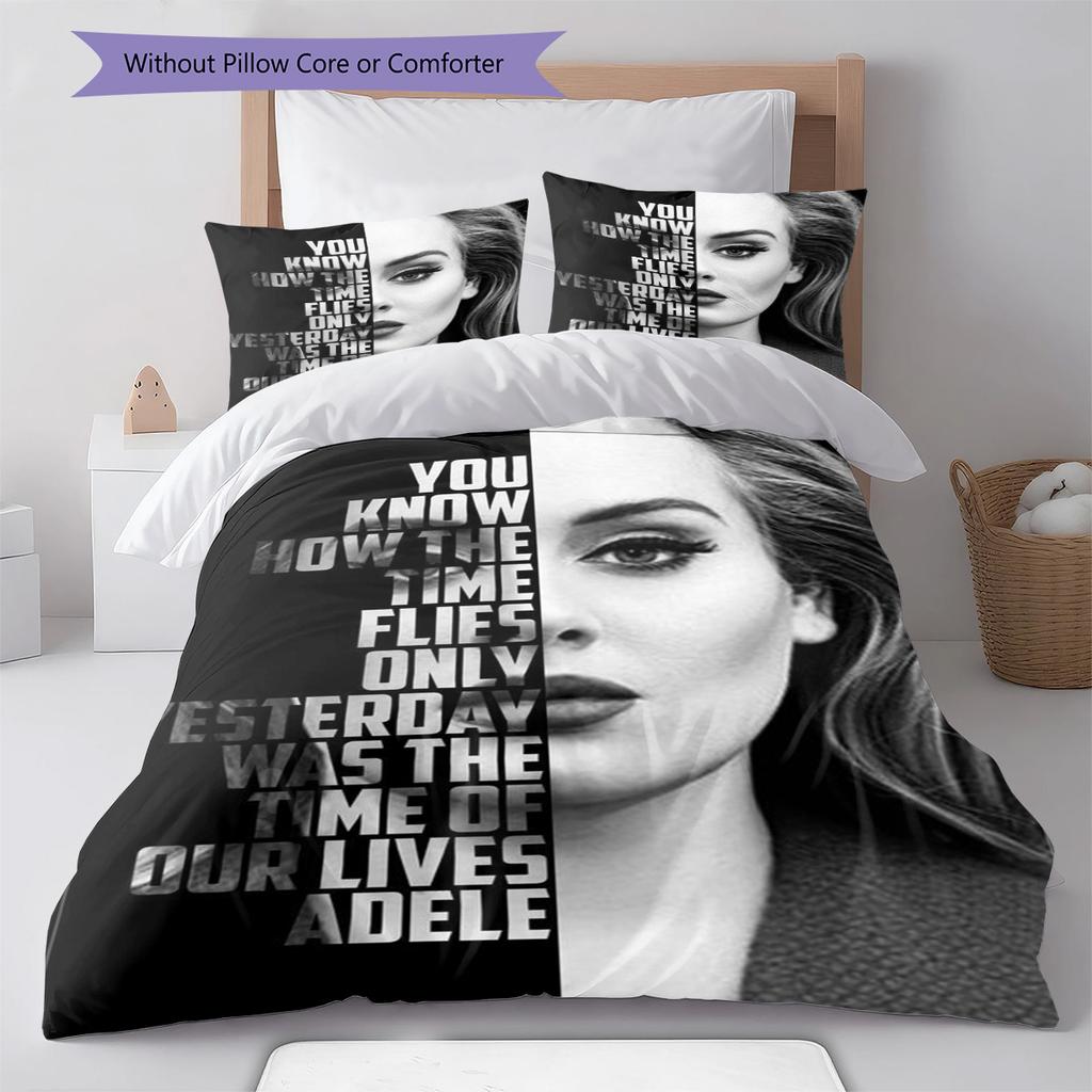 Adele Muster Bettwäscheset Bettbezug Kissenbezug Heimdeko Geschenk (1 Bettbezug + 2 Kissenbezüge, ohne Füllung)