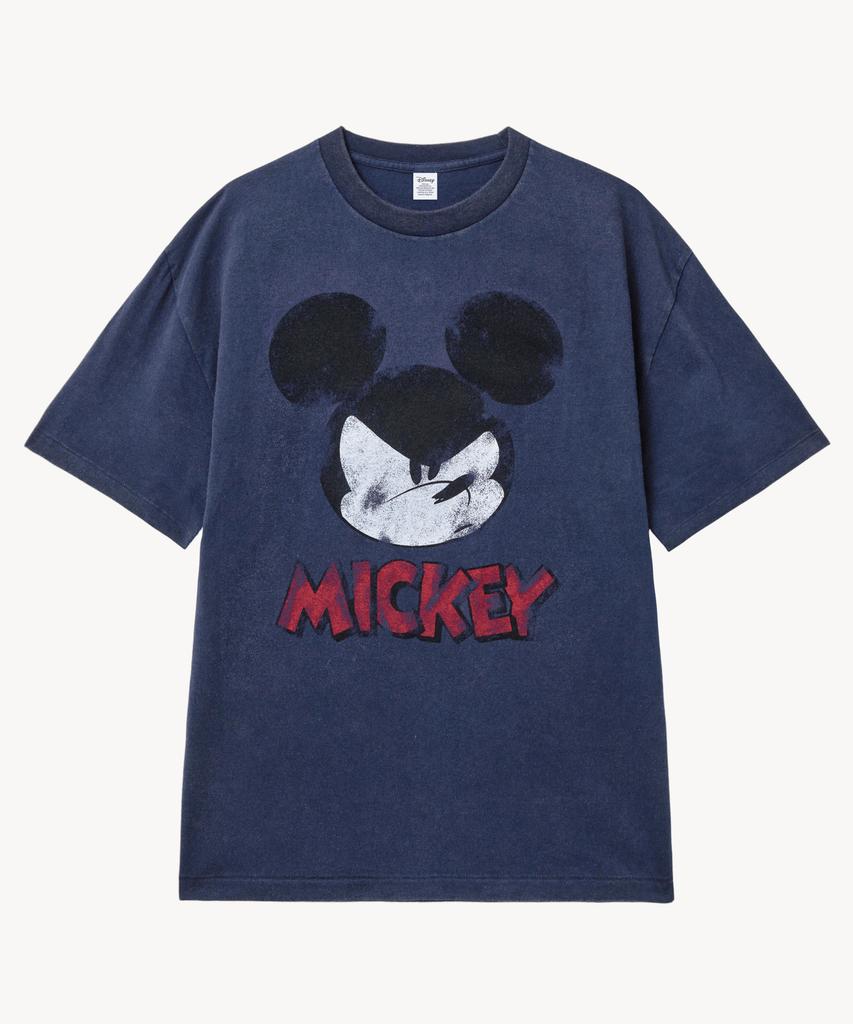 VTWO Fade Washed Face _Mickey_ T-Shirt (Navy)