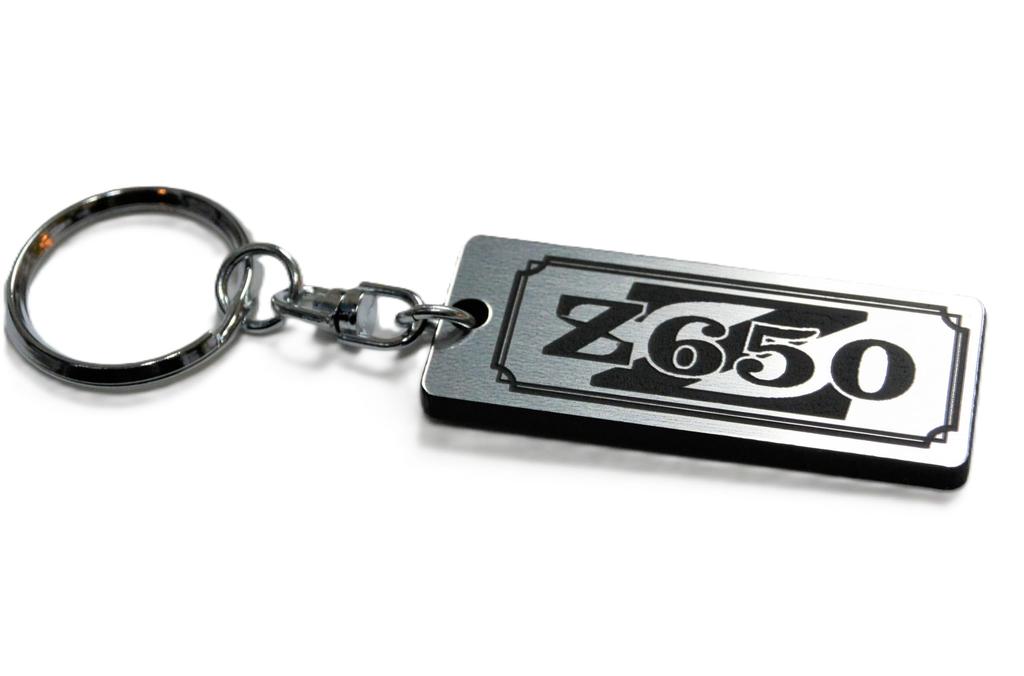 Z650 Double Ring Acrylic Original Keychain Zapper Classic Car Muffler Handle Exterior Mirror Custom Parts Accessories A-96-2 Silver/Black