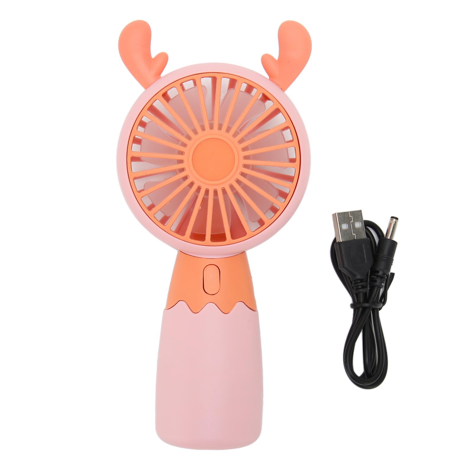 

Handheld Fan Deer Ear Style USB Charge Ergonomic 300mAh Battery Ergonomic Mini Portable Fan for Home Travel Office Pink розовый