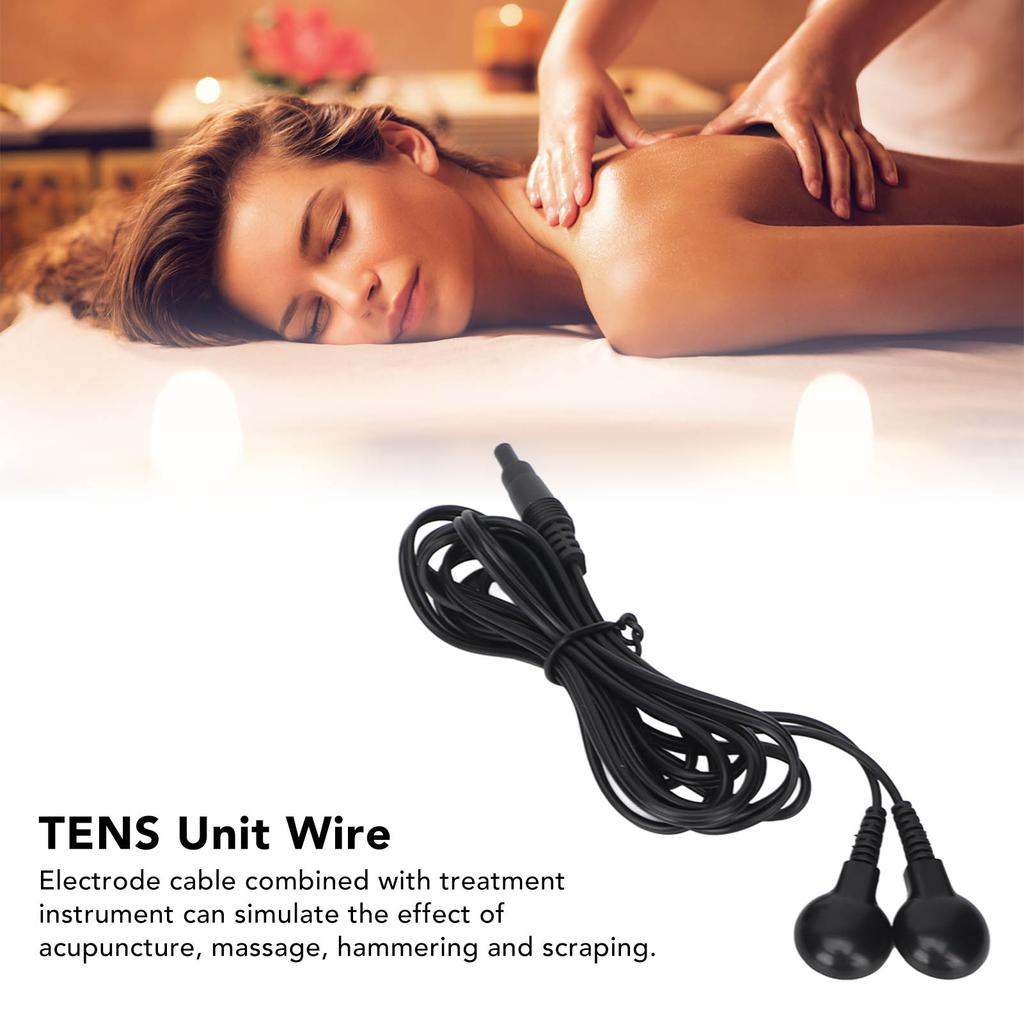 Electrode Wire 2.35mm Plug 2 Snap Connectors Portable TENS Unit Cable for Physiotherapy Machine 4.9ft 5pcs