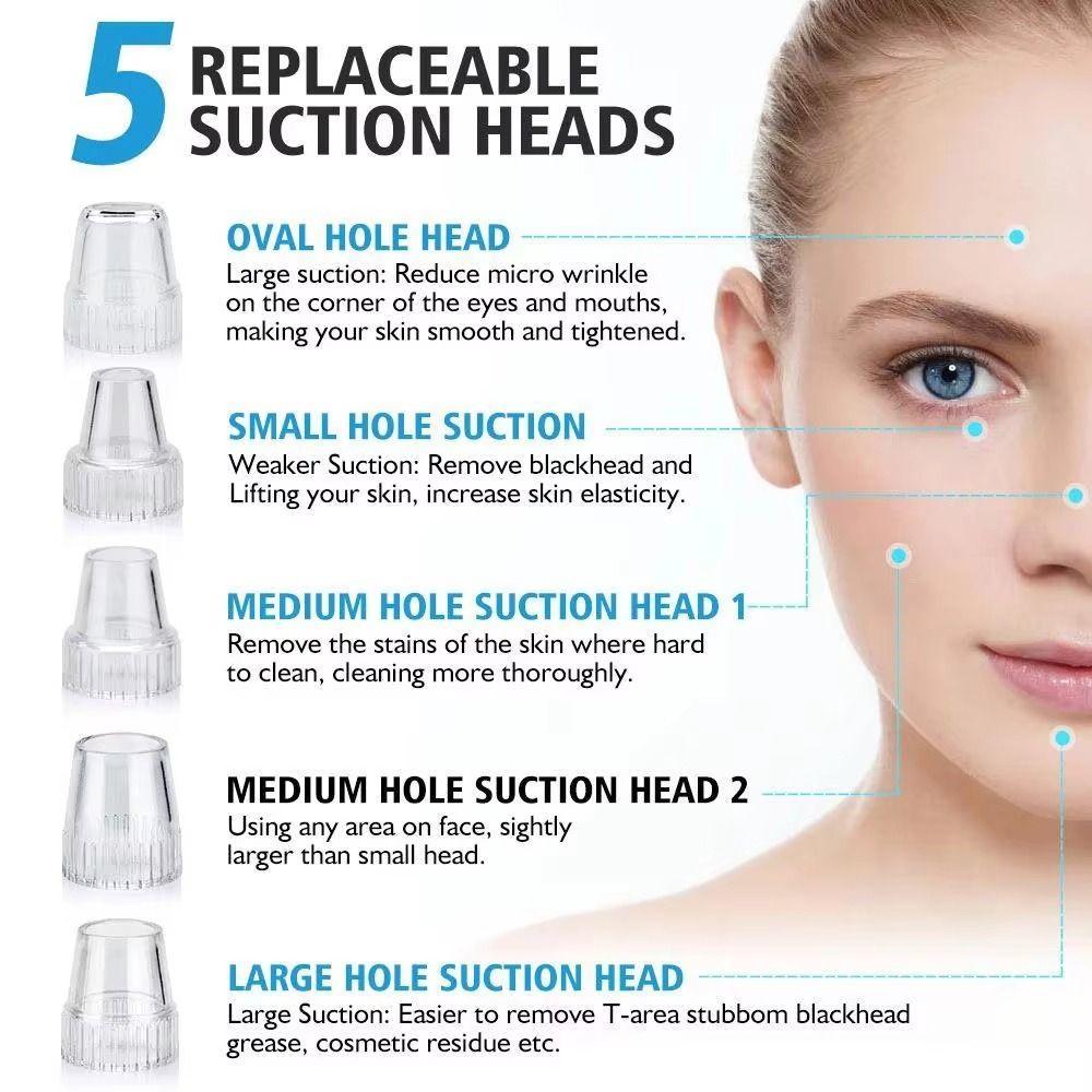 3 Suction Mode Electric Blackhead Remover 5 Suction Heads Blackhead Suction Device  Face Skin Care