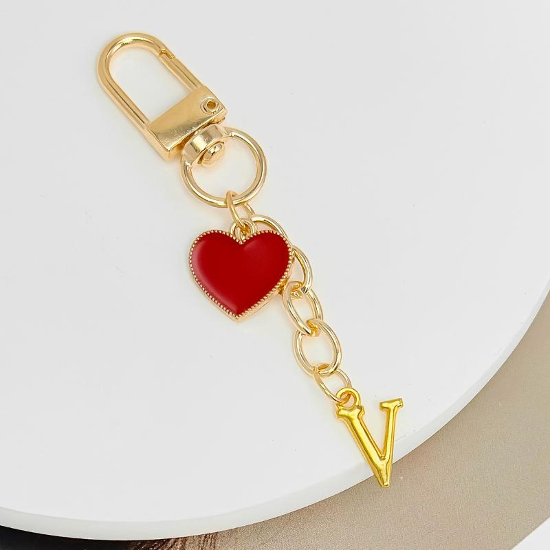 Metal Heart Letter Keychain Fashion A-Z Initial Keyring Charms Car Key Holders Bag Pendant Accessories Valentine'S Day Gift