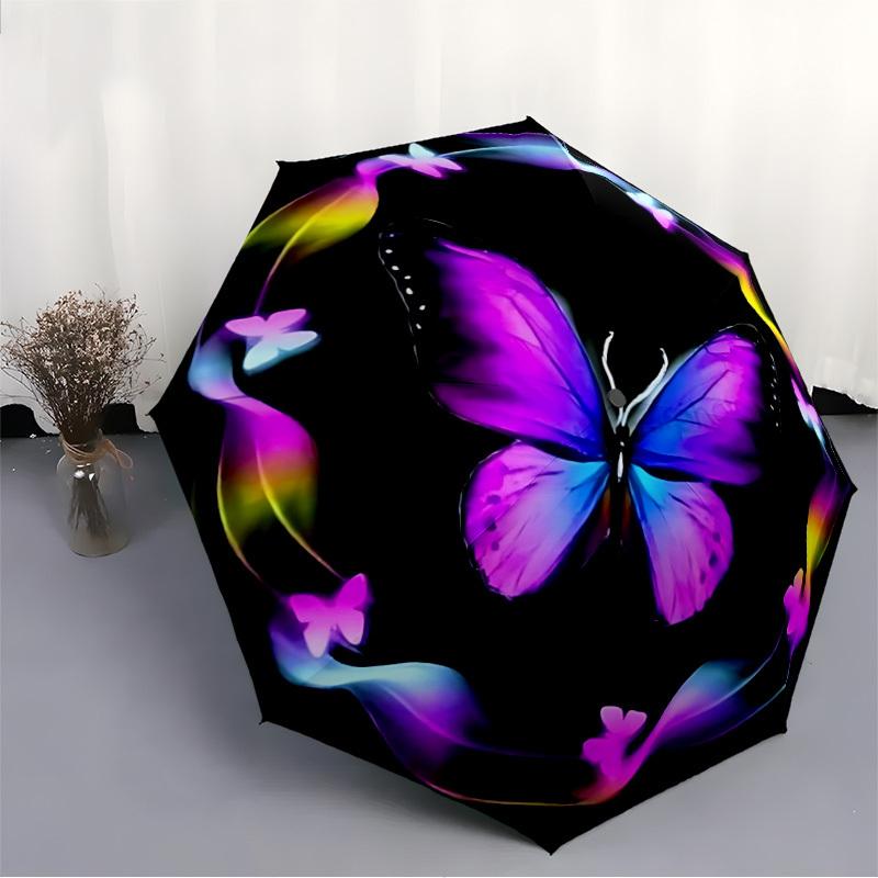 1pc Butterfly, Floral Automatic Open/Close Umbrella, Compact Travel Umbrella, 8-Rib Sturdy Frame - Ideal Gift for Friends yy251118107