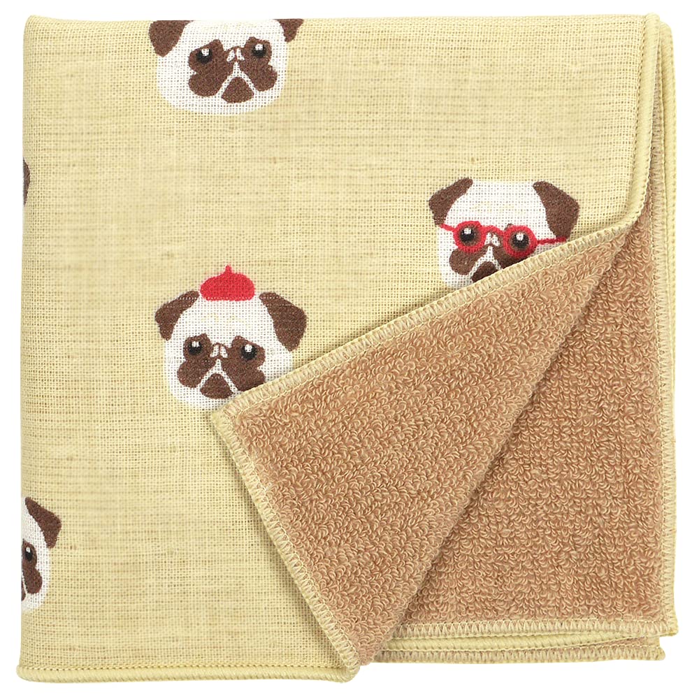Hamamonyo Japanese Towel Pug Artist Beige Semi-Wash (Towel Handkerchief)